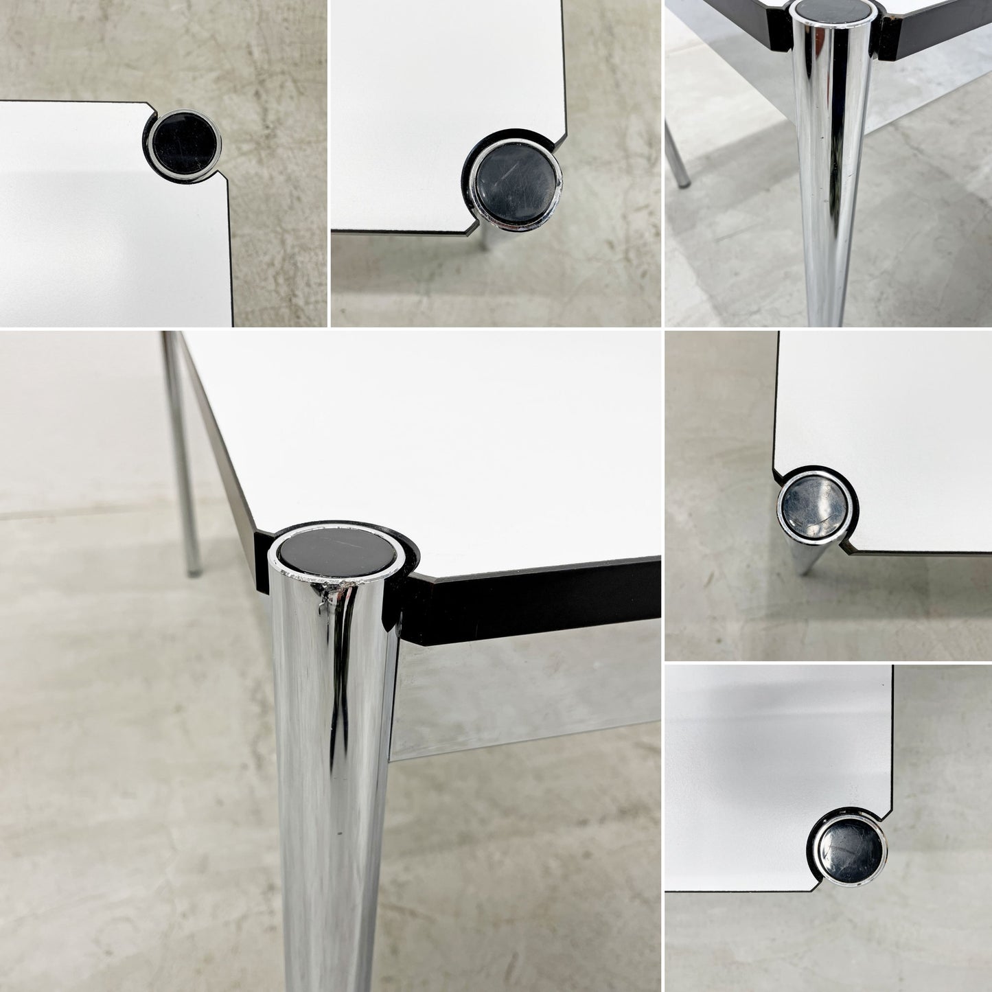 USMモジュラーファニチャー USM Haller ハラーテーブル ワーキングデスク ダイニングテーブル W150cm アジャスター パールグレーラミネート(ホワイト) 高さ調整機能付 〓