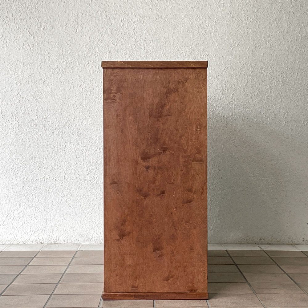 ベルメゾンBELLE MAISON ガラスキャビネット Cサイズ W110cm 食器棚 水屋箪笥風 引き戸 昭和レトロ ◇