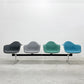 ハーマンミラー Herman Miller ビンテージ エアポートベンチ タンデムシート 4連 アームシェル 2nd ファブリック 新品張替え済 イームズ 希少 グレー・ライトグレー・ミント・スカイブルー D〓