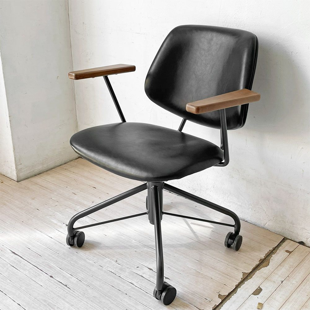クラッシュゲート CRASHGATE ノットアンティークス Knot Antiques アボック ABOCK デスクチェア ブラック オーク材 肘付き 展示美品 ★