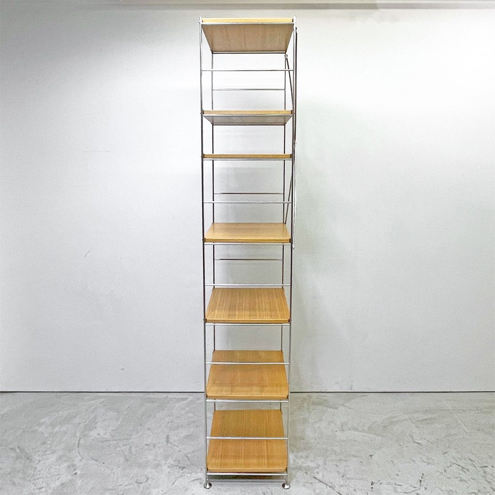 無印良品 MUJI ステンレスユニットシェルフ タモ材 オープンシェルフ 本棚 飾り棚 収納棚 W58×H212cm 棚板7枚 定価￥47,890- ●