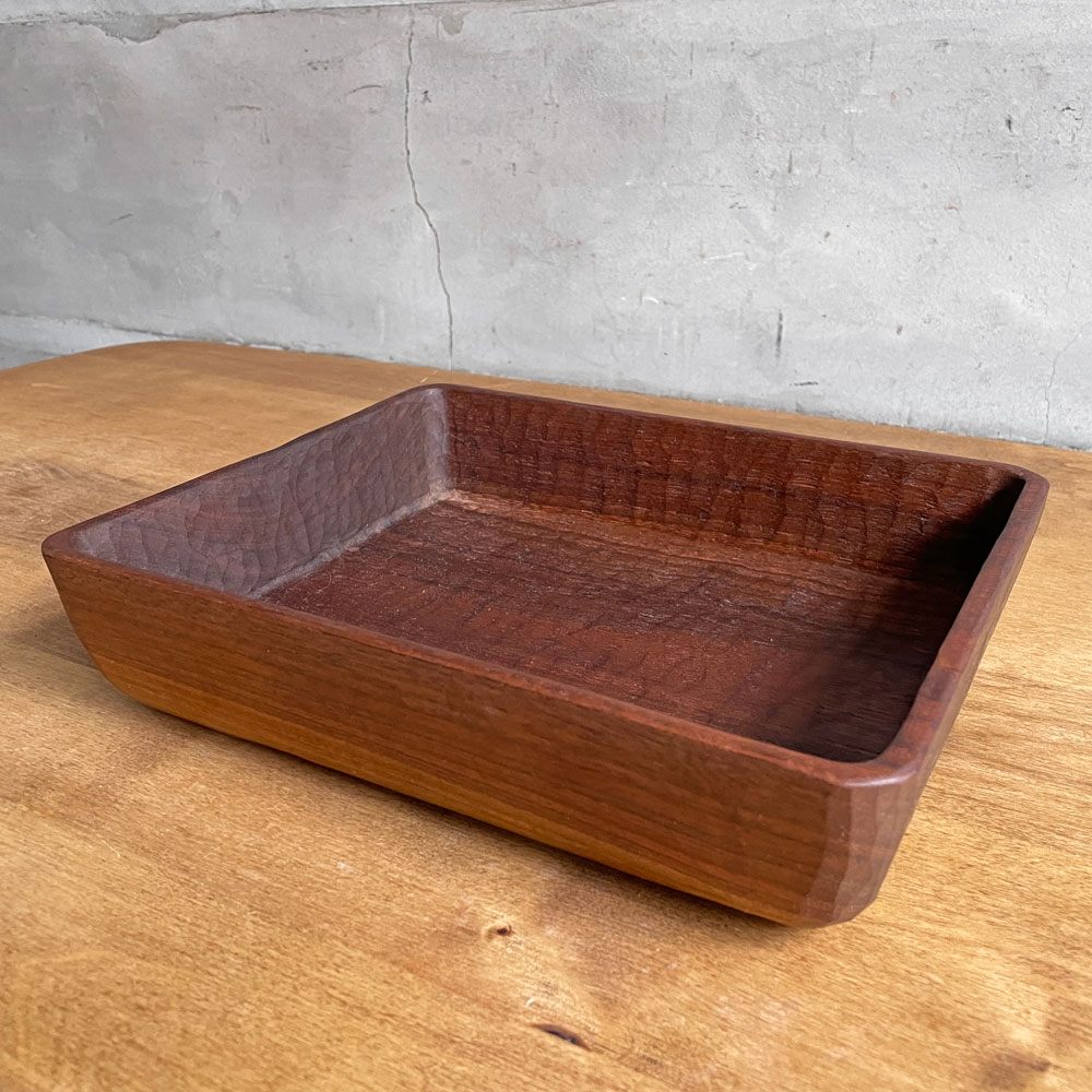 三谷龍二 Ryuji Mitani ブラックウォルナット 角バット トレイ 角盆皿 木の器 27×22×6 cm 木工作家 現代作家 希少サイズ ♪
