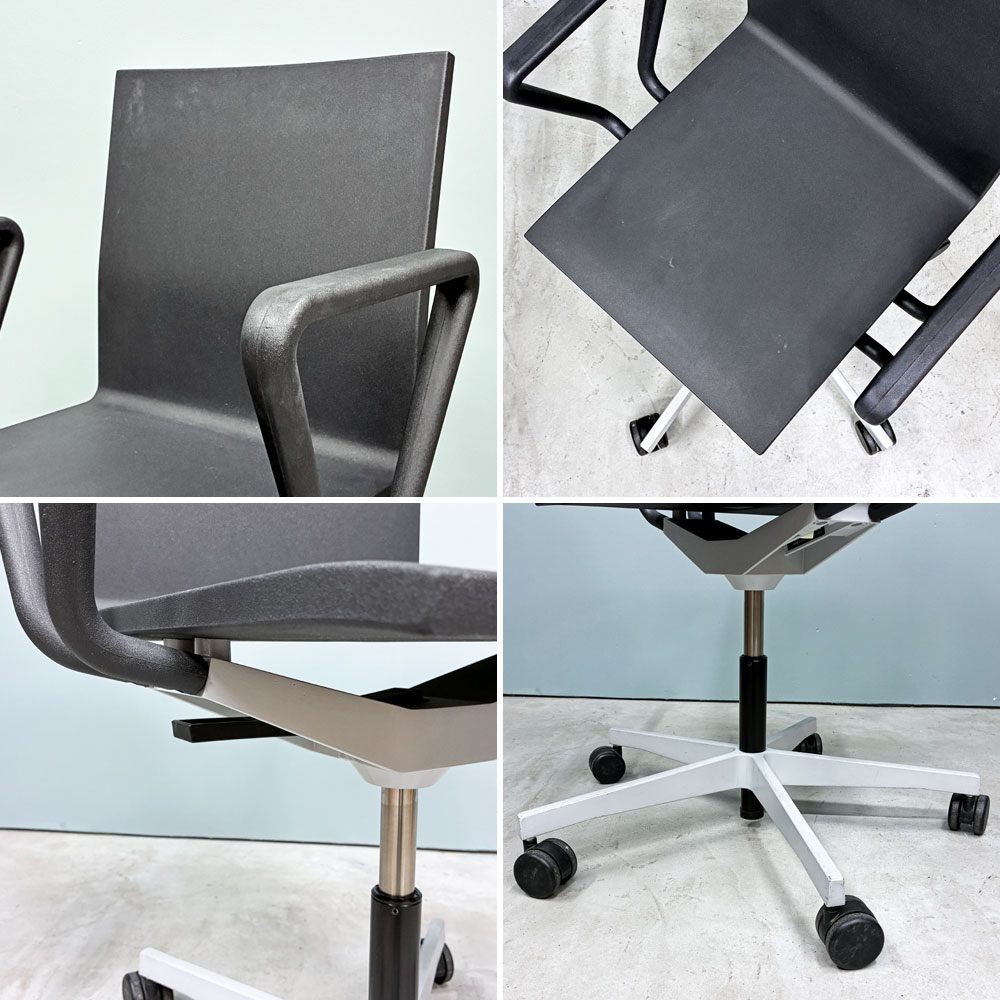 ヴィトラ vitra ゼロフォー 04. スタジオチェア デスクチェア アームレスト付 ブラック マールテン・ヴァン・セーヴェレン 昇降機能 定価202,400円 ◎