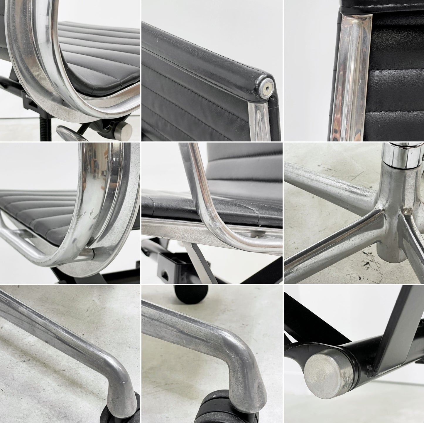 ハーマンミラー Herman Miller アルミナムグループ エグゼクティブチェア ハイバック レザーシート 本革 ブラック 5本脚 C&Rイームズ ミッドセンチュリー ●