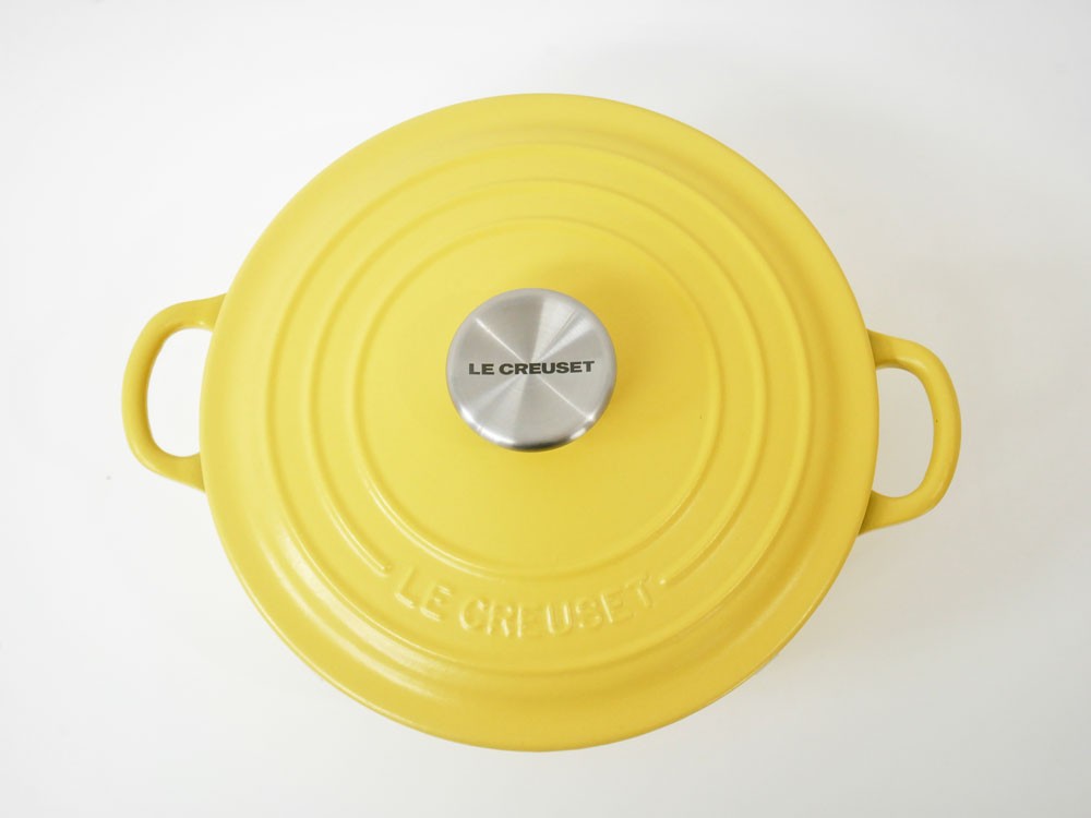 ルクルーゼ LE CREUSET ココットロンド ミモザ イエロー 廃番カラー Φ20cm 2.4L 両手鍋 箱付 フランス 参考定価￥33,000- ●