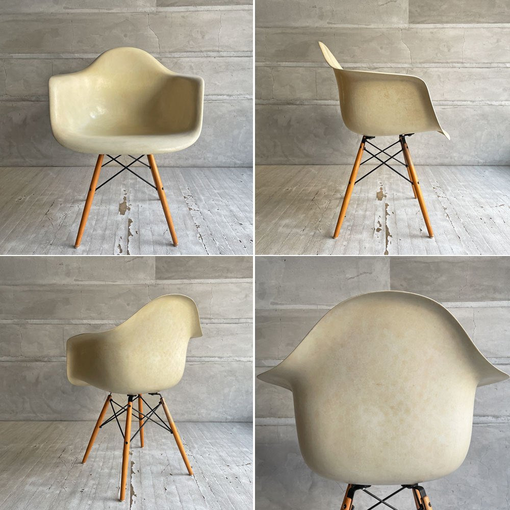 ハーマンミラー Herman Miller アームシェルチェア セカンド 2nd ビンテージ FRP パーチメント ダヴェルレッグベース イームズ ミッドセンチュリー ♪