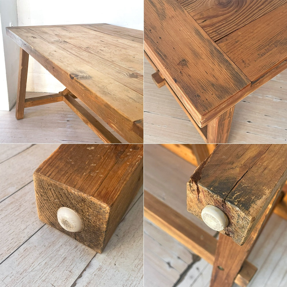 プールアニック Pourannick オールドデッキテーブル old deck table パイン古材×杉古材 ダイニングテーブル ★