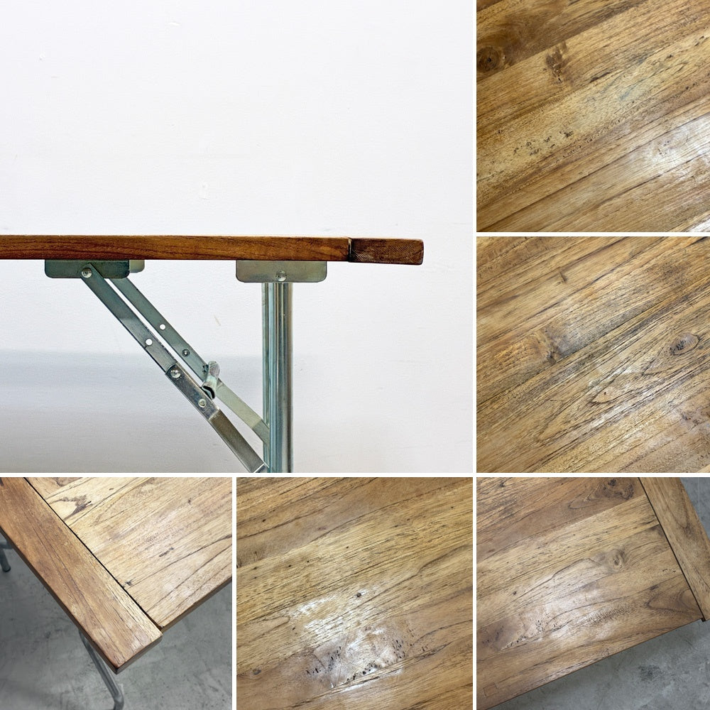 ワークテーブル エブコ EBCO ウィッシュボーンレッグ WISHBONE LEGS + 木製天板 折り畳みテーブル  W120.5cm US 作業台 PFS取扱 インダストリアル ●