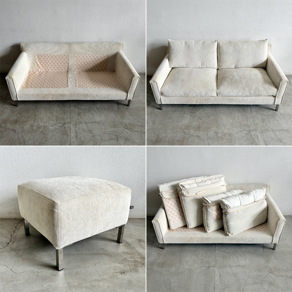アイラーセン eilersen ストリームライン ソファ STREAMLINE SOFA 2-2.5シーター W180cm フットスツール オットマン 2点セット イェンス・ユール・アイラーセン Jens Juul Eilersen Eランク生地 ホワイト系色 参考価格￥674,300- 〓
