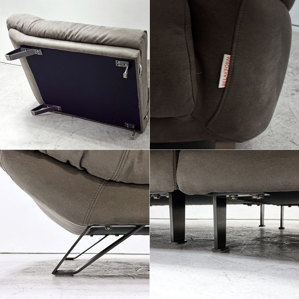 リラックスフォーム RELAX FORM ブルネロ BRUNELLO 3人掛け ワイド ソファ Sサイズ W228cm プライムレザーテックス ヨーロピアングレー 関家具 展示品 参考定価￥229,900- ●