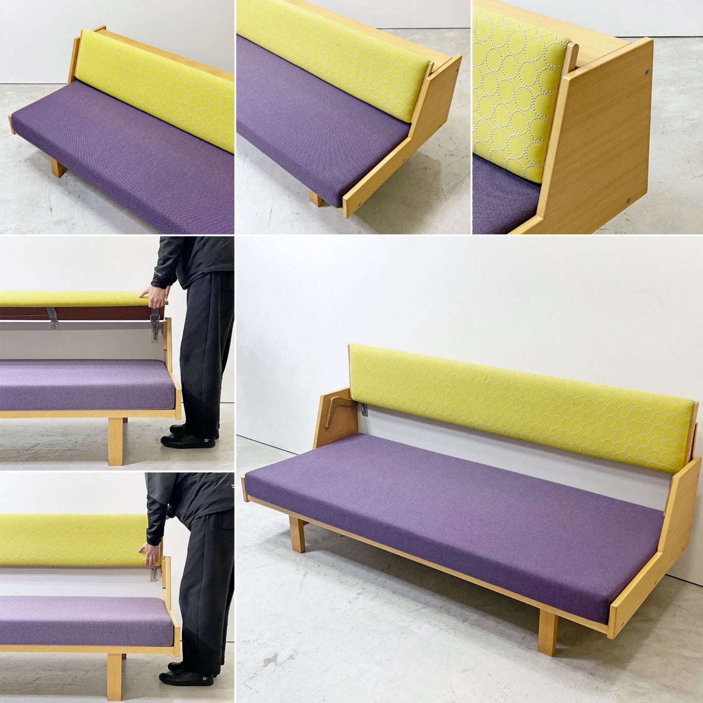 ゲタマ GETAMA GE258 デイベッド 3Pソファ ビーチ材 角脚 ミナペルホネン ドップ タンバリン ウレタンクッション ビンテージ ハンス.J.ウェグナー デンマーク 北欧家具 ●