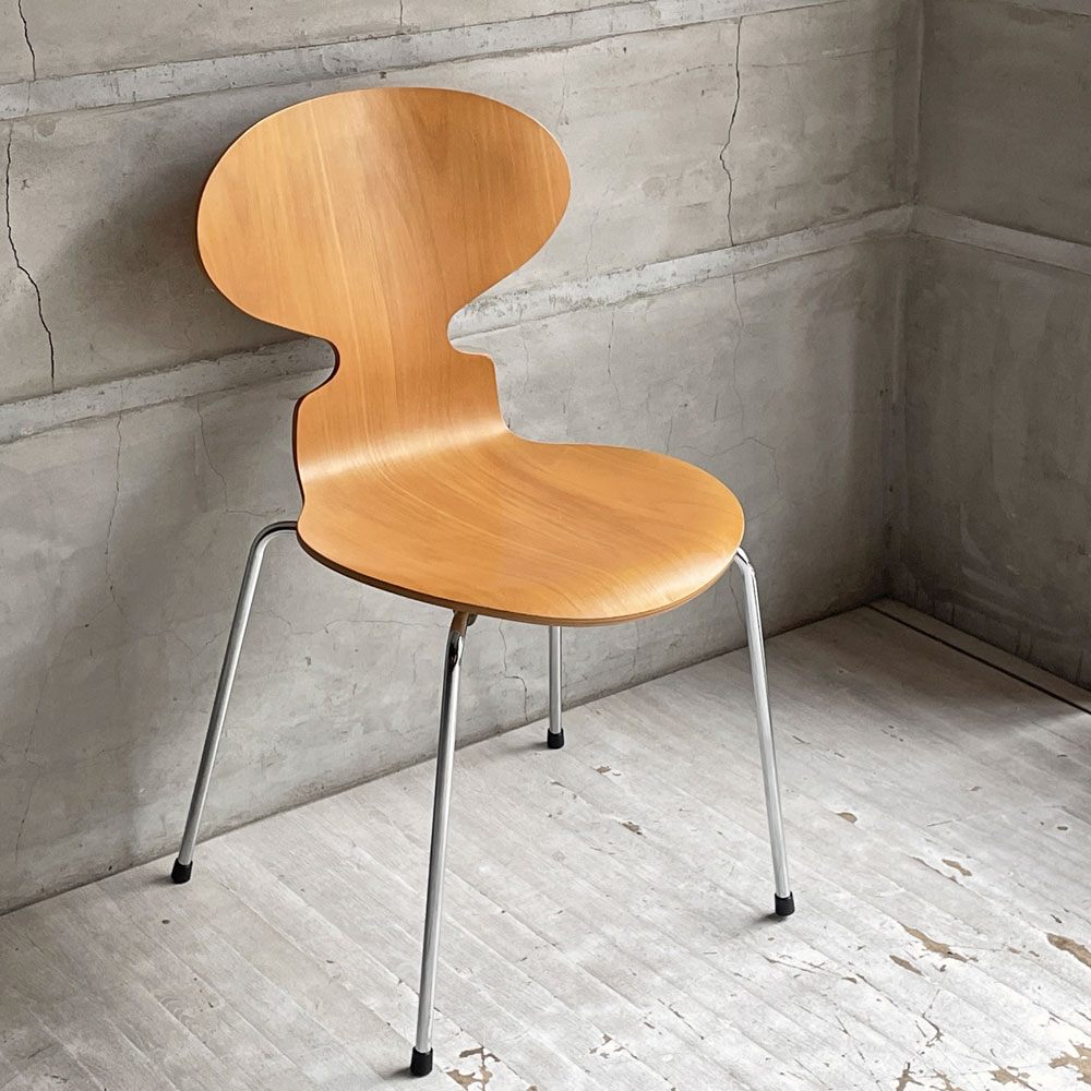 フリッツハンセン Fritz Hansen 3101 アントチェア 4本脚 ナチュラルビーチ材 ラッカー仕上げ アルネ・ヤコブセン 北欧家具 B ♪