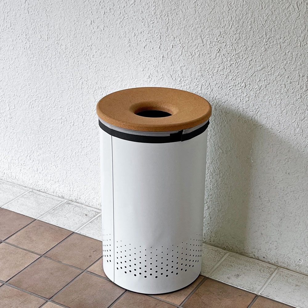 ブラバンシア Brabantia ランドリービン ランドリーボックス 60L スチール×コルク ホワイト モダンデザイン 定価￥21,030- ◇
