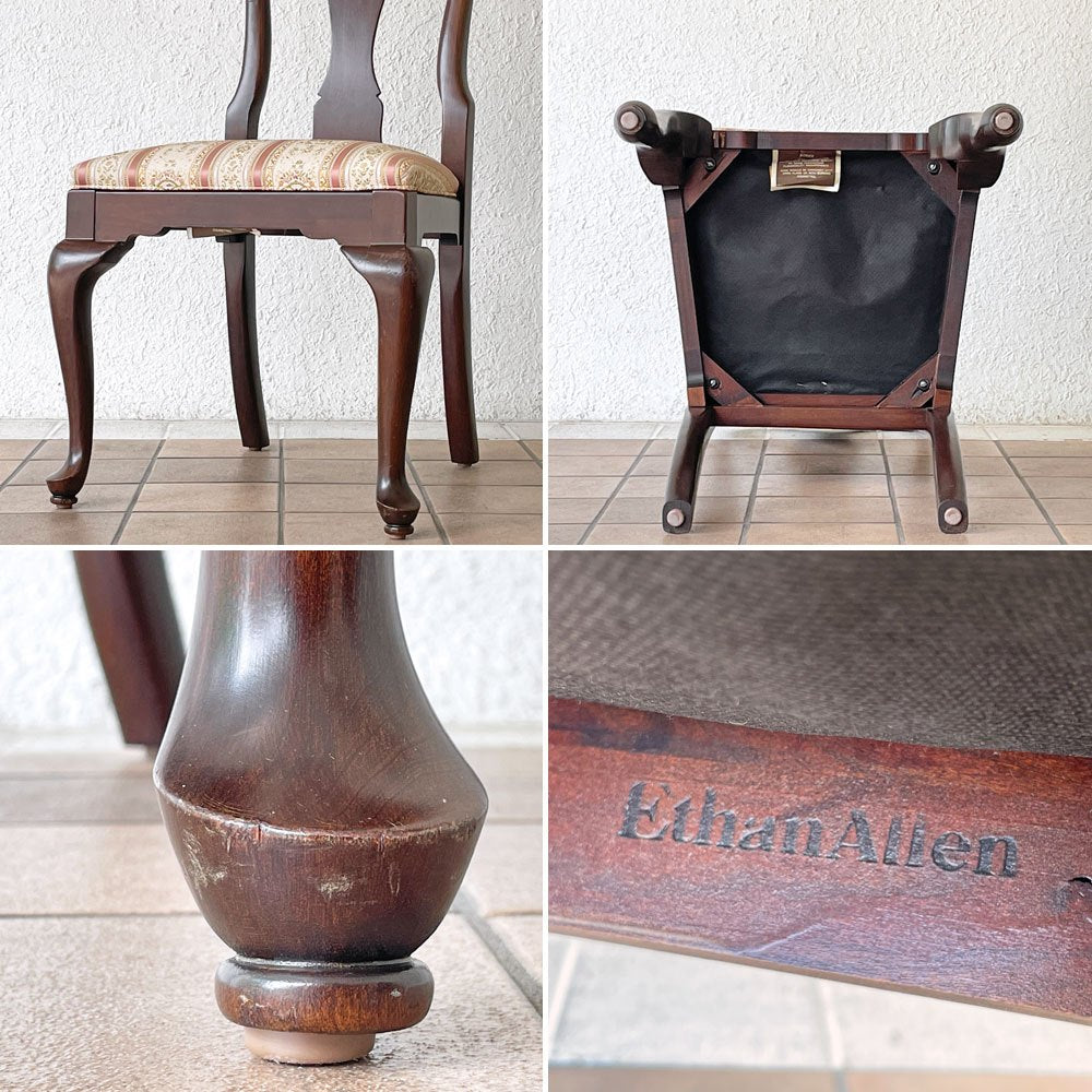 イーセンアーレン ETHAN ALLEN ビンテージ Vintage ダイニングチェア 猫脚 クラシカル クイーンアンスタイル 2脚セット ◇