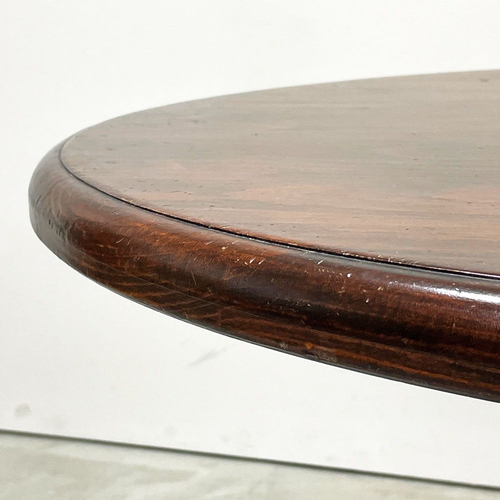 クラシカルデザイン Classical Design ダイニングテーブル ラウンド Φ90cm 木製 ダークブラウン 一本脚 レトロ家具 ●