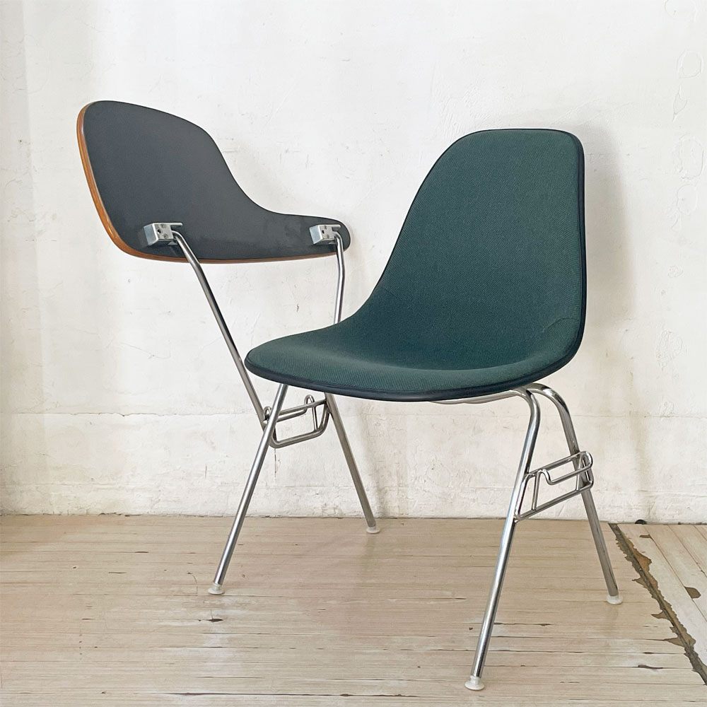 ハーマンミラー Herman Miller サイドシェルチェア セカンド 2nd ビンテージ アプホルスター スクールベース スタッキングベース 肘掛けテーブル付 イームズ ミッドセンチュリー B ★