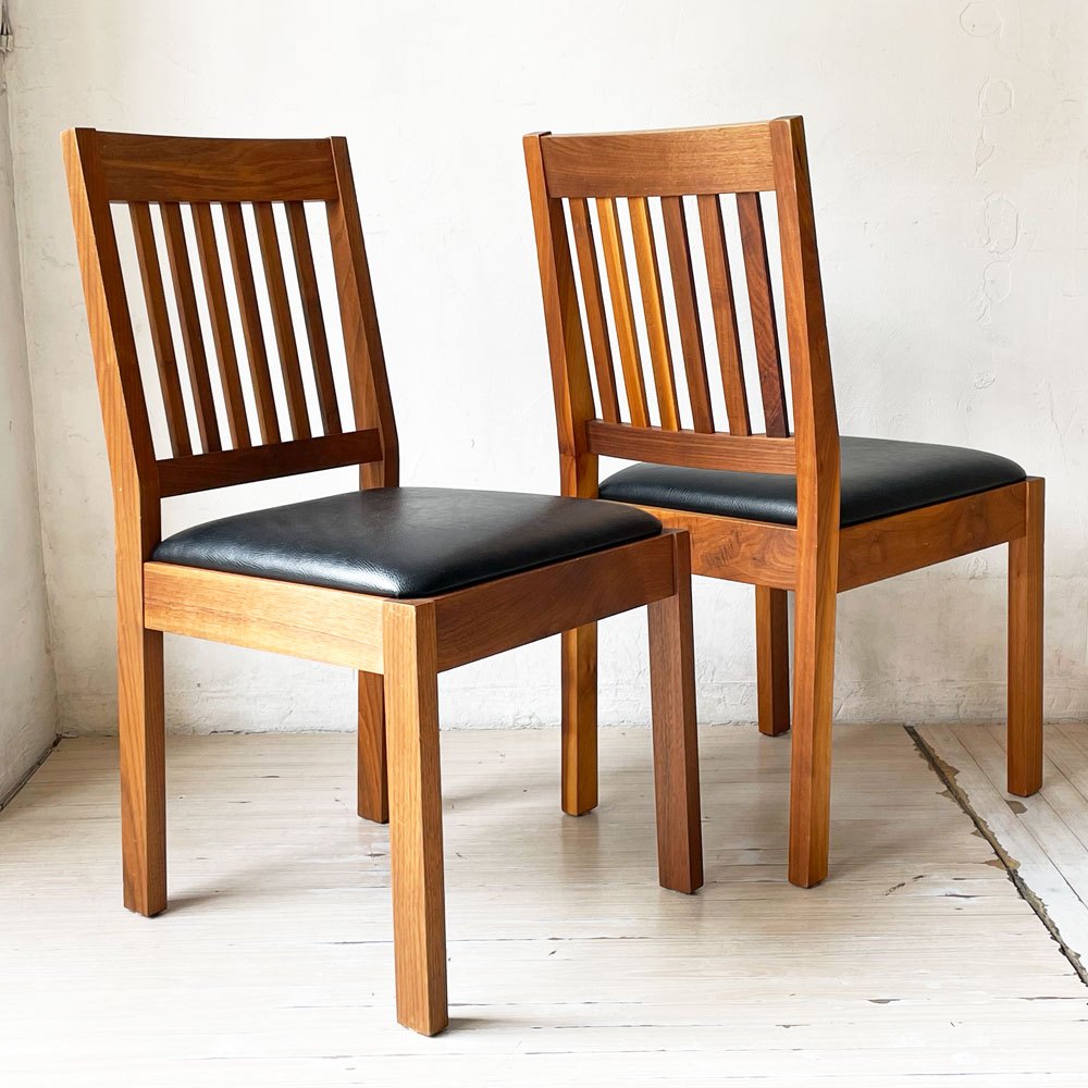 レグナテック LEGNATEC リーヴス Leaves ダイニングチェア ウォールナット無垢材 PVCレザー ブラック ￥52,800- A ★