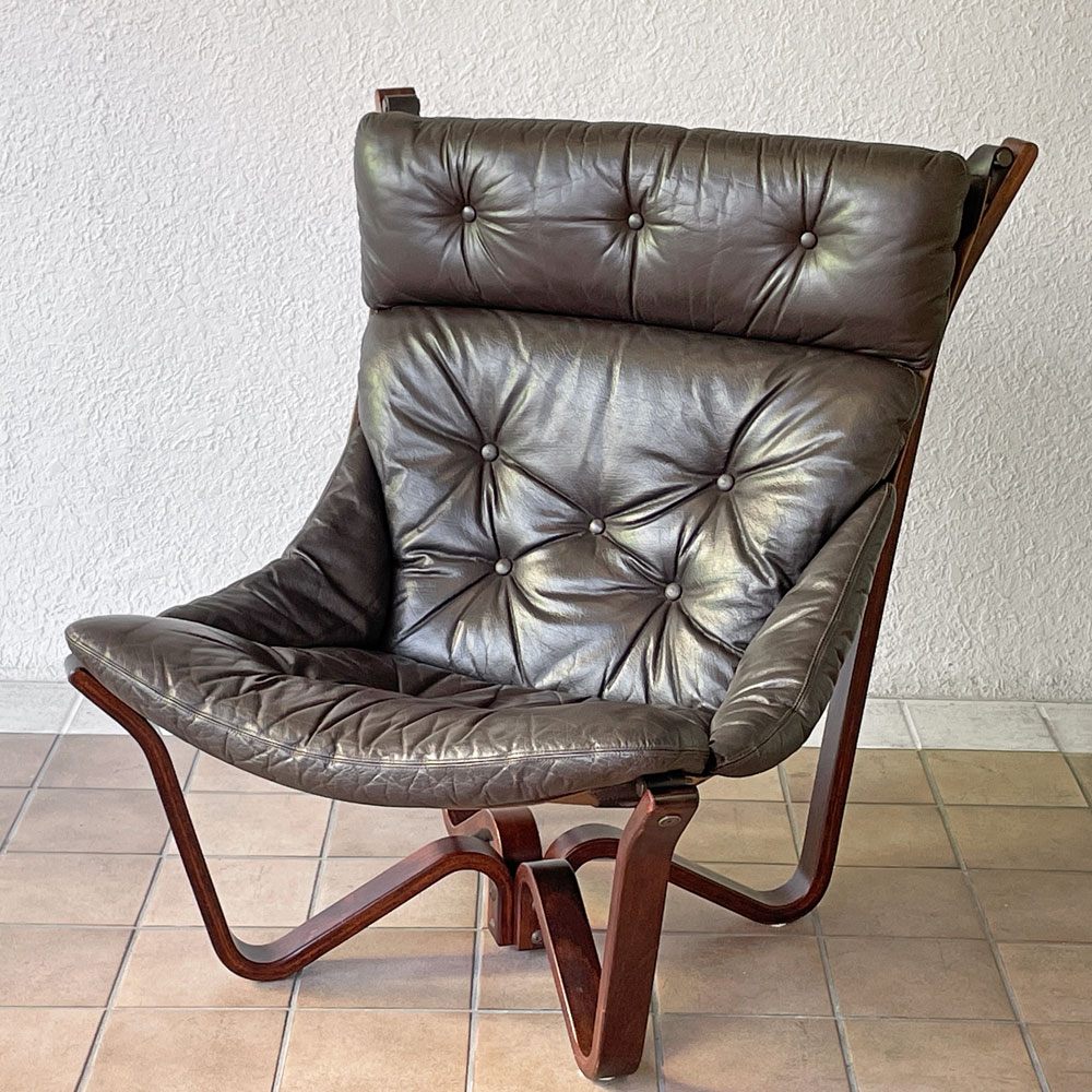 BRUNSTAD MOBELFABRIKK バイキングチェア Jim Myrstad ラウンジチェア 1Pソファ 北欧家具 本革 ビンテージ 北欧 ノルウェー ◇