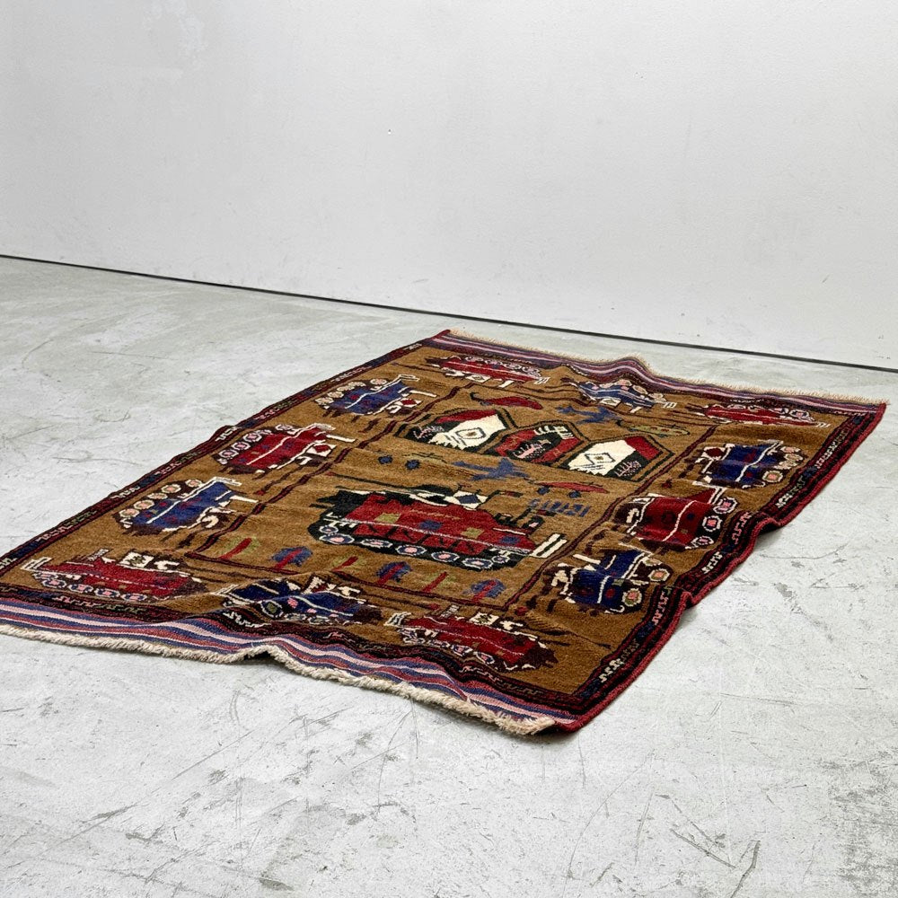 ビンテージ Vintage ウォーラグ War Rug カーペット 絨毯 アフガニスタン トルクメン族 Turkmen 100×155cm ●