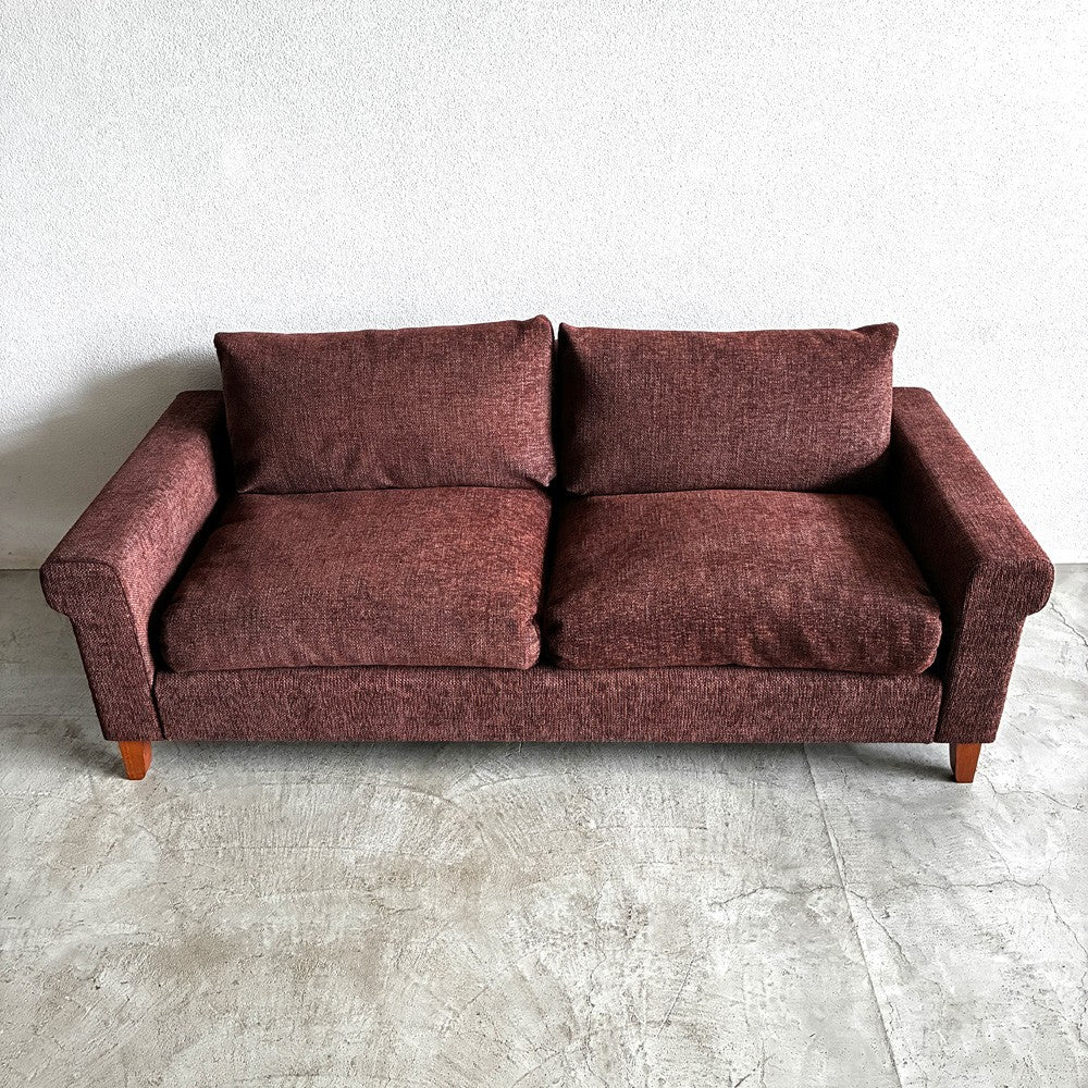 トラックファニチャー TRUCK FURNITURE FK ソファ 3シーター W204cm ウォールナット無垢材 × イタリア製 生地 褐色系 参考価格約55万円の品 〓
