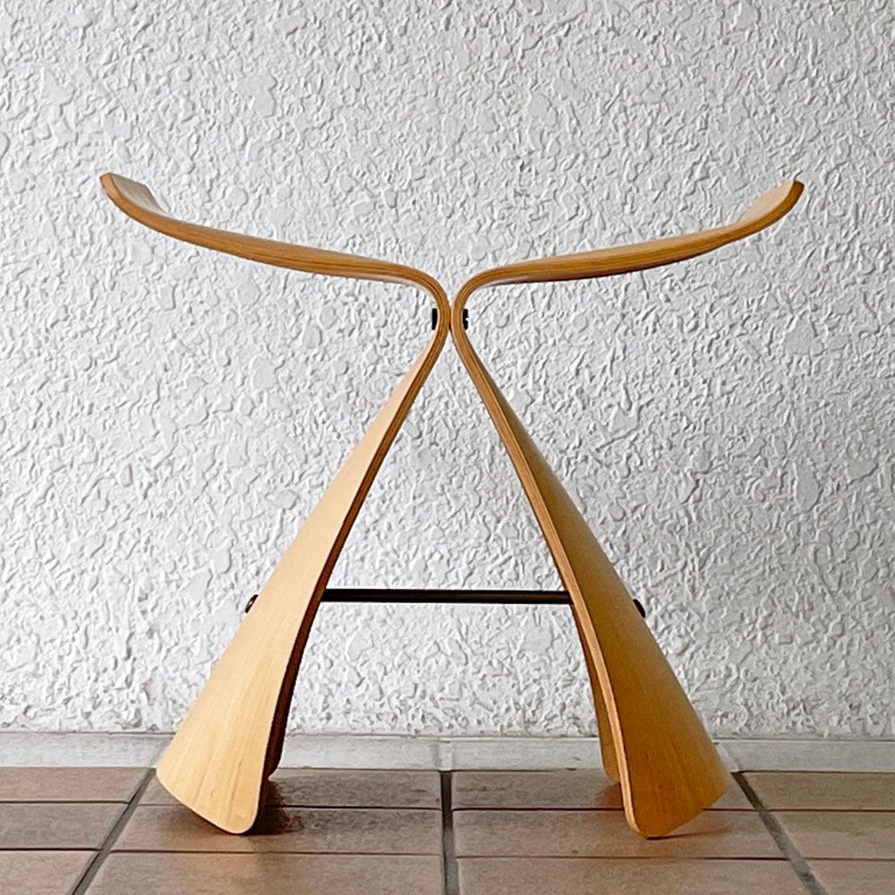 天童木工 Tendo バタフライスツール メープル 柳宗理 Sori Yanagi クッション付 MoMA ジャパニーズモダン ミッドセンチュリー ◇
