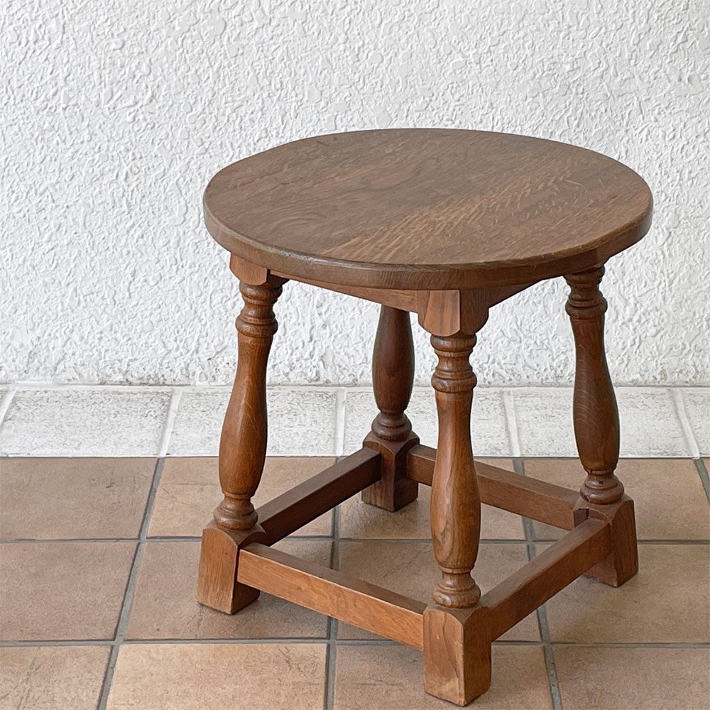 ビンテージ オーク無垢材 サイドテーブル クラシカルデザイン カントリースタイル ◇