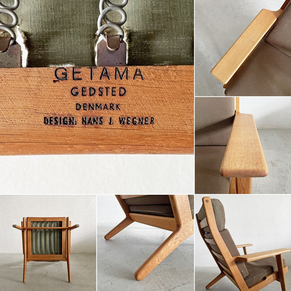 ゲタマ GETAMA GE290A イージーチェア ハイバック 1Pソファ オーク材フレーム オリジナルファブリック ブラウン系 ハンス・J・ウェグナー デンマーク 北欧ビンテージ 〓