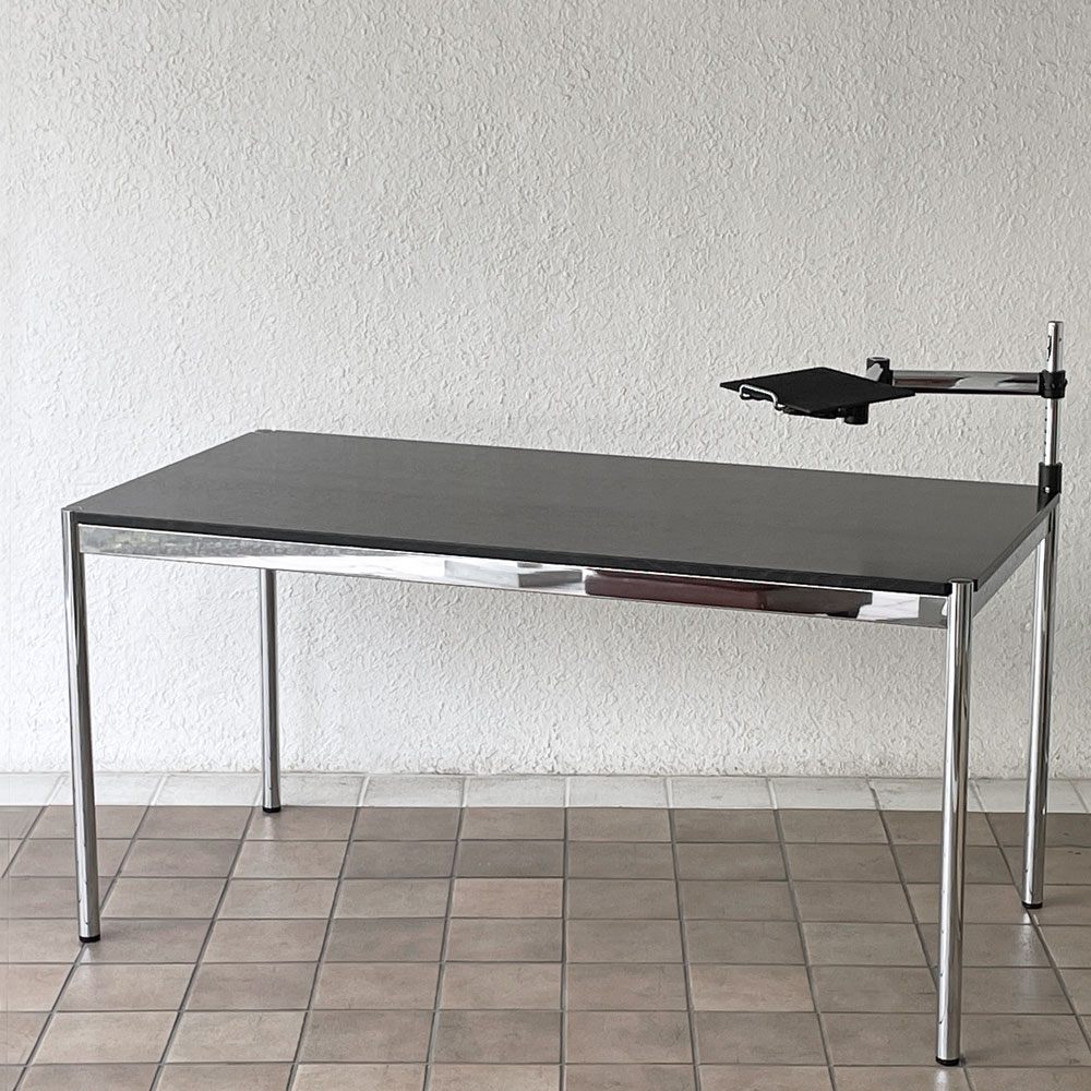 ユーエスエムハラー USMハラー USM Haller モジュラーファニチャー ハラーテーブル ワークデスク オーク材 W150cm スイングアーム付き ブラック ◇