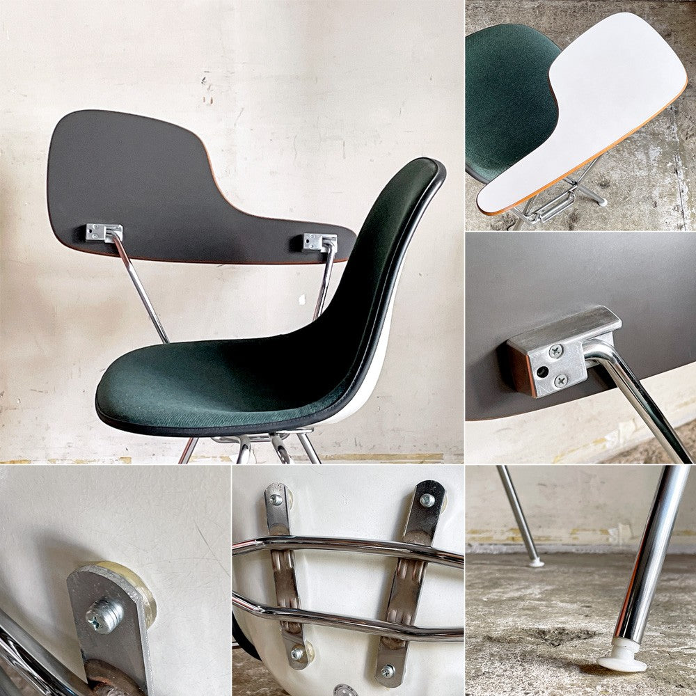 ハーマンミラー Herman Miller サイドシェルチェア セカンド 2nd ビンテージ アプホルスター スクールベース 肘掛けテーブル付 イームズ ミッドセンチュリー A ■