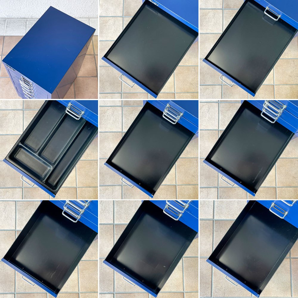 ビスレー BISLEY ベーシック BASIC 29/8B A4キャビネット＋BA3/29 キャビネット ロッカー＋木天板 デスク仕様 3点セット ブルー × ナチュラル 希少廃番 英国 ◇