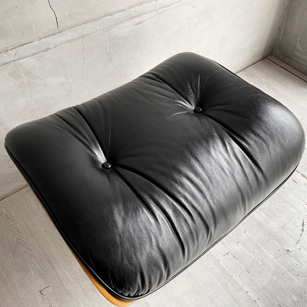 ハーマンミラー Herman Miller イームズラウンジチェア＆オットマン ブラックレザー ウォールナット C&Rイームズ ミッドセンチュリー♪