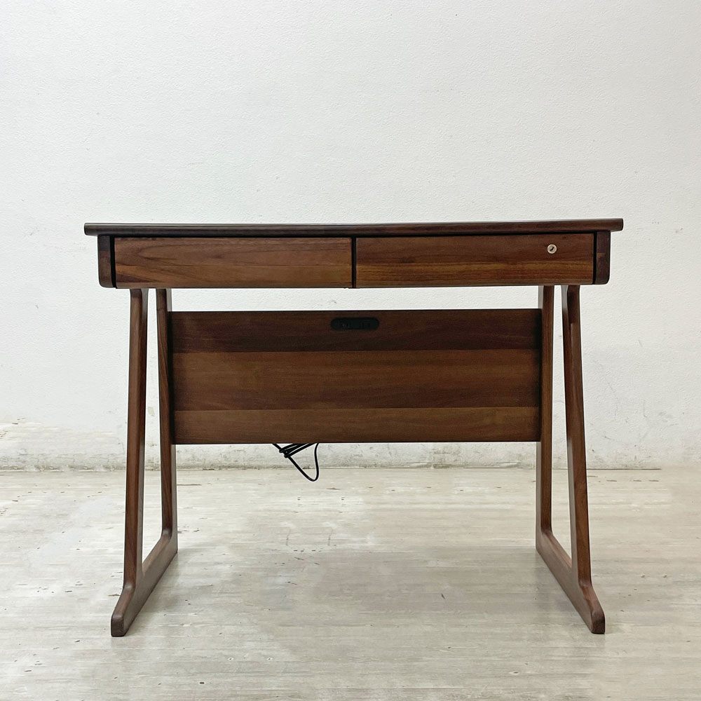 一世紀 ISSEIKI FRINK-2 DESK 90 デスク 学習机 オフィス パソコンデスク  ウォールナット材 電源タップ2口 鍵付き抽斗 B ●