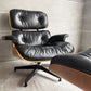 ハーマンミラー Herman Miller イームズラウンジチェア＆オットマン ブラックレザー ウォールナット C&Rイームズ ミッドセンチュリー♪