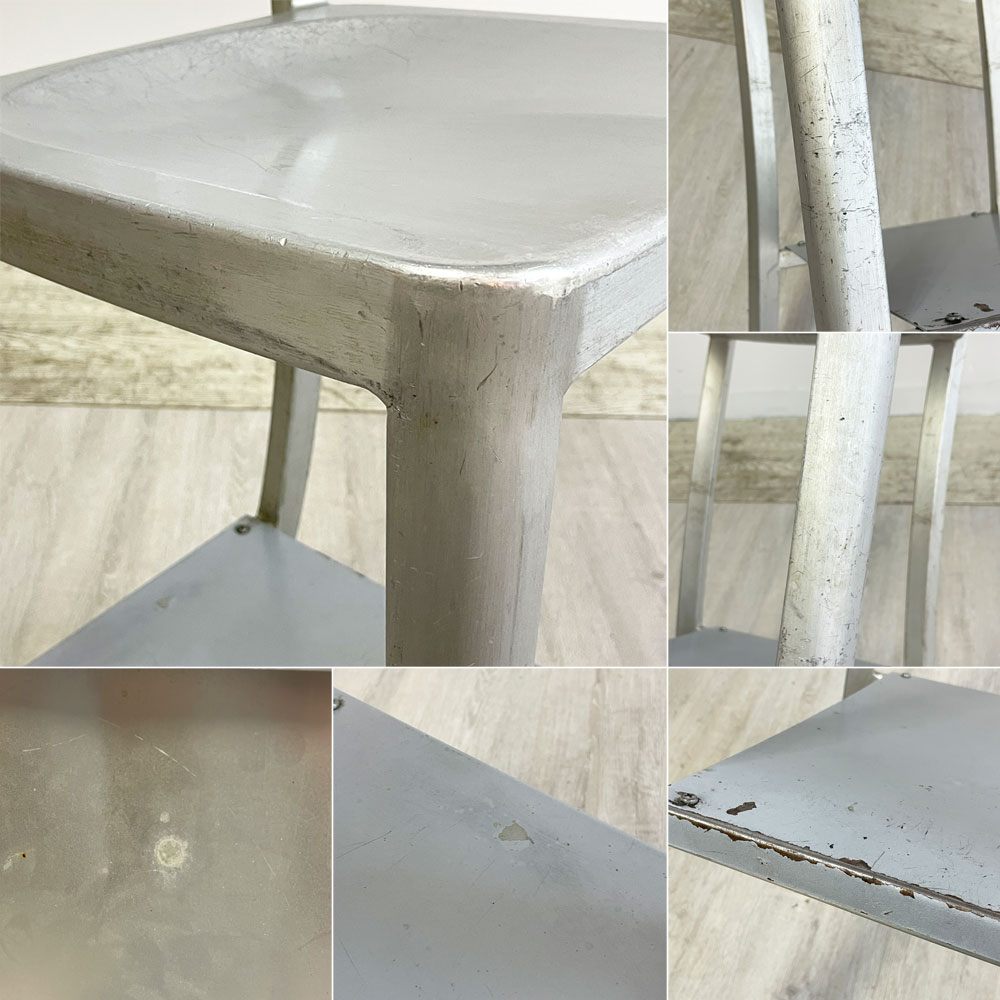 ネイビーバースツール Navy BarStool カウンターチェア リプロダクト アルミニウム インダストリアル デザイン H100cm A ●