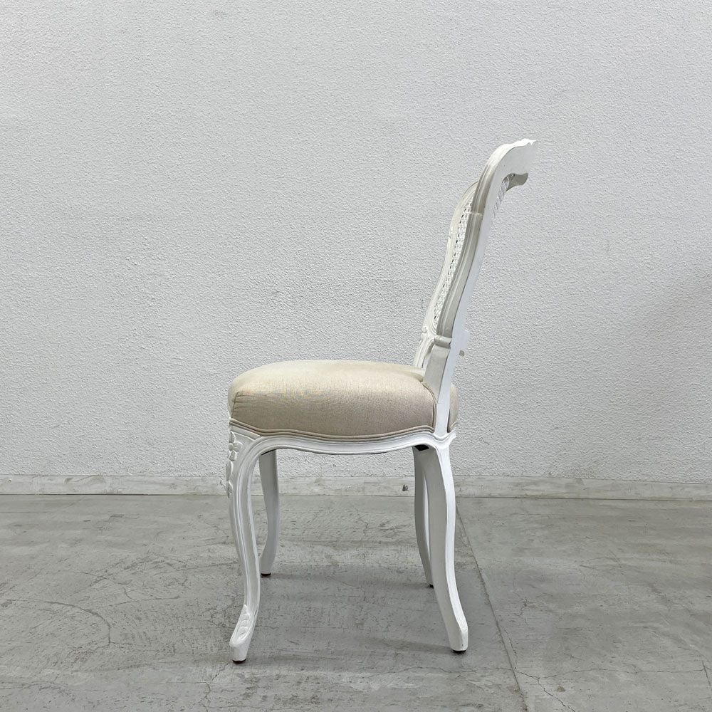 サラグレース Sarah Grace SGD デビュー ダイニングチェア DEBUT DINING CHAIR CHARM BD WHITE&NATURAL LINEN ラタンバック アンティーク風 オーク材 参考価格約55,000円 C〓