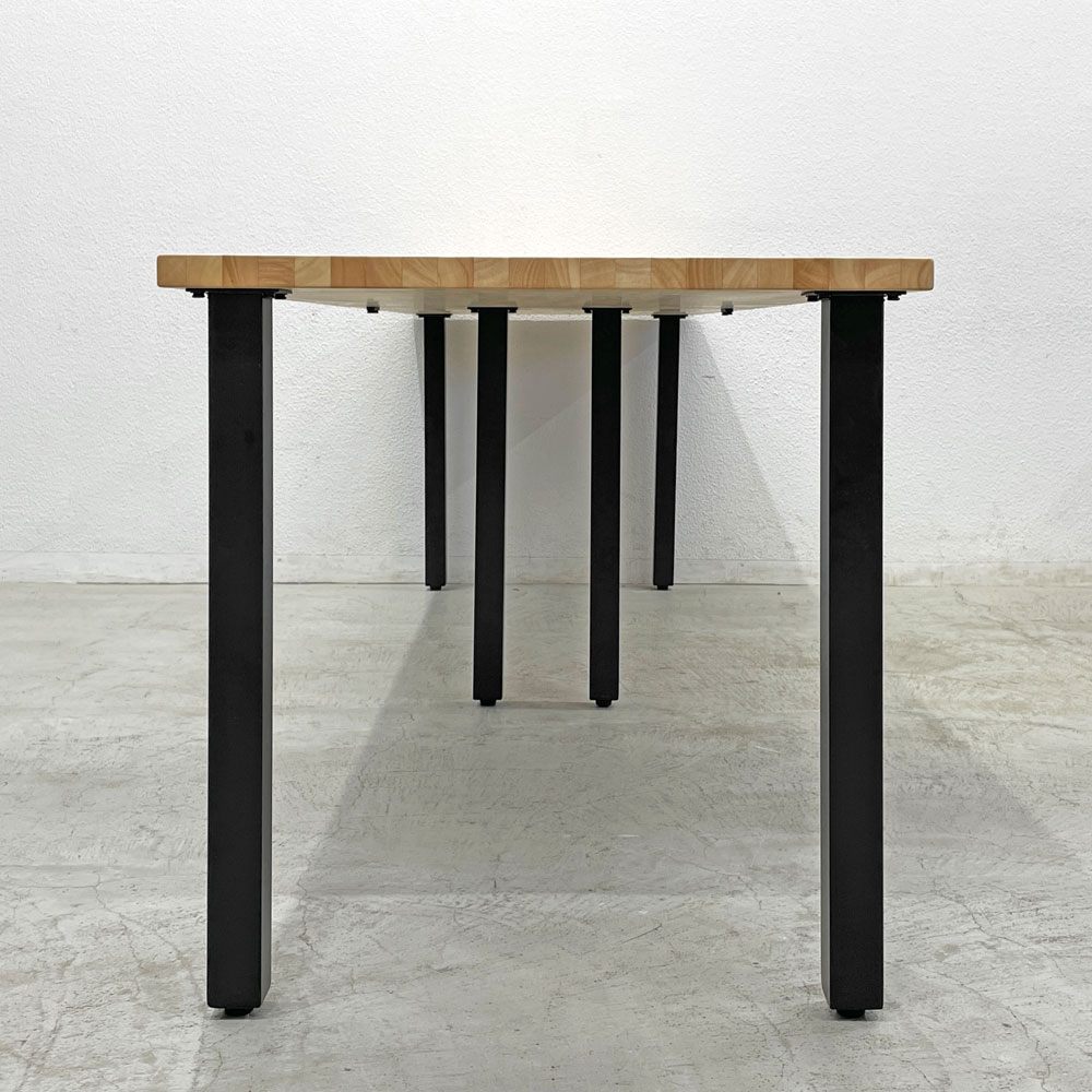 かなでもの KANADEMONO ザ・テーブル THE TABLE デスク ラバーウッド無垢材 W250xD70cm スチール スクエアバーレッグ ブラック A 〓