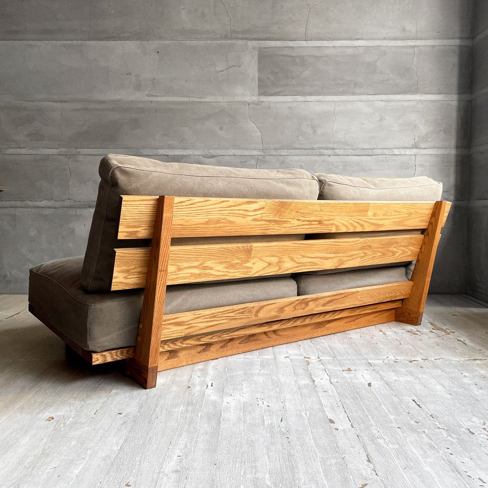 モモナチュラル MOMO Natural クラウドローソファ CLOUD LOW SOFA 2Pソファ 2人掛け オーク材 帆布 ベージュ 参考定価￥154,000- ♪
