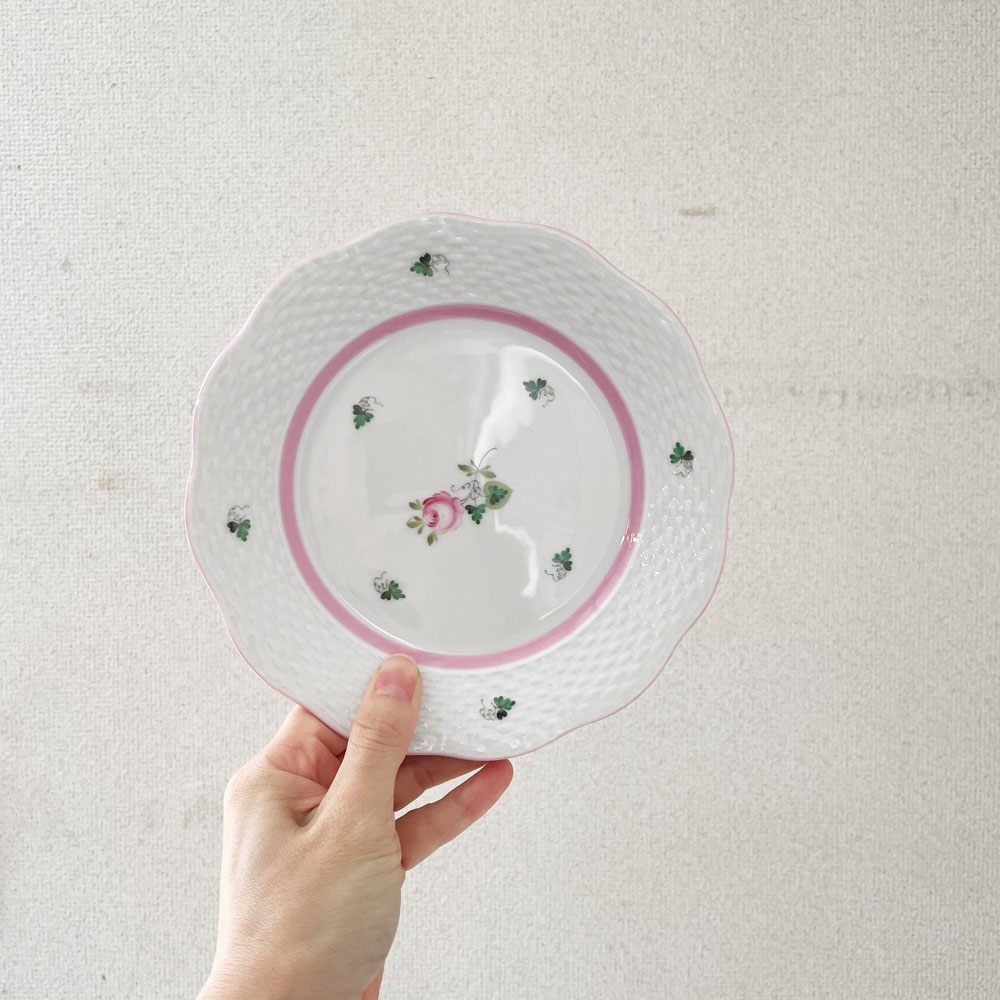 ヘレンド HEREND ウィーンの薔薇 デザートプレート 19cm ピンク 陶器 ハンガリー 定価￥26,400- A ◎