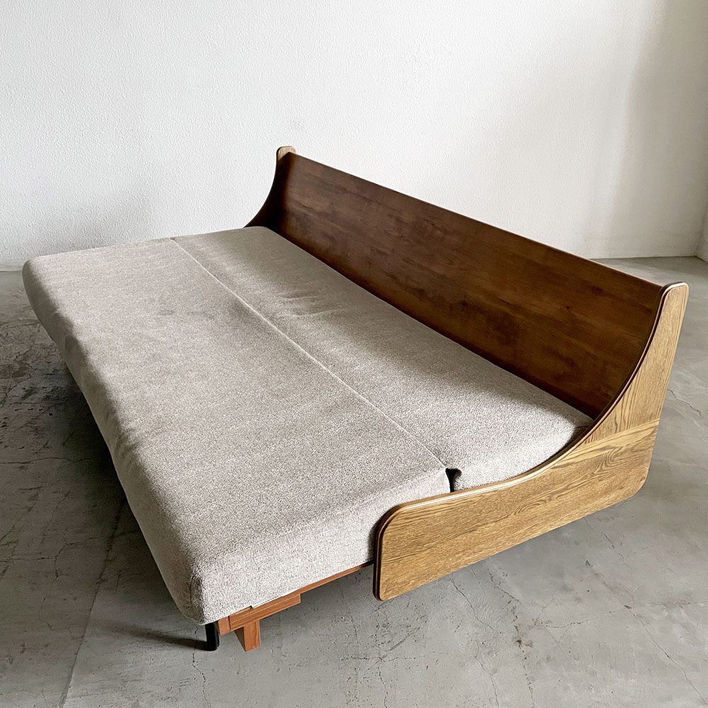 ジャーナルスタンダードファニチャー j.s.F ハビタ ソファベット HABITAT SOFA BED デイベッド 3Pソファ オーク材 インダストリアルテイスト 定価￥231,000- 〓