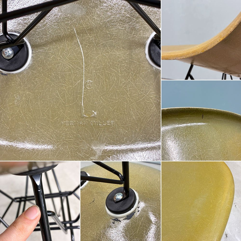 ハーマンミラー Herman Miller サイドシェルチェア セカンド 2nd FRP カーキ エッフェルベース イームズ ビンテージ ◎