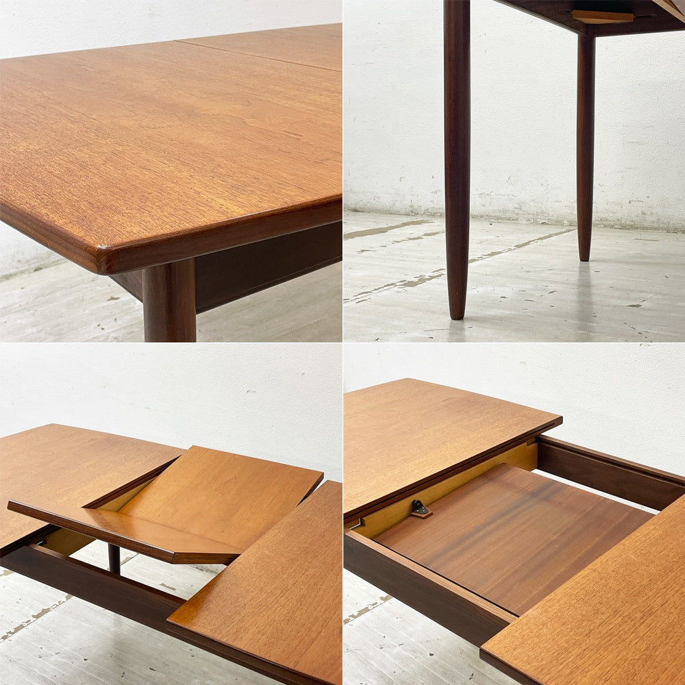 ビンテージ Vintage チーク材 エクステンションテーブル ダイニングテーブル 伸長式 W132-179cm 北欧スタイル ミッドセンチュリー ●