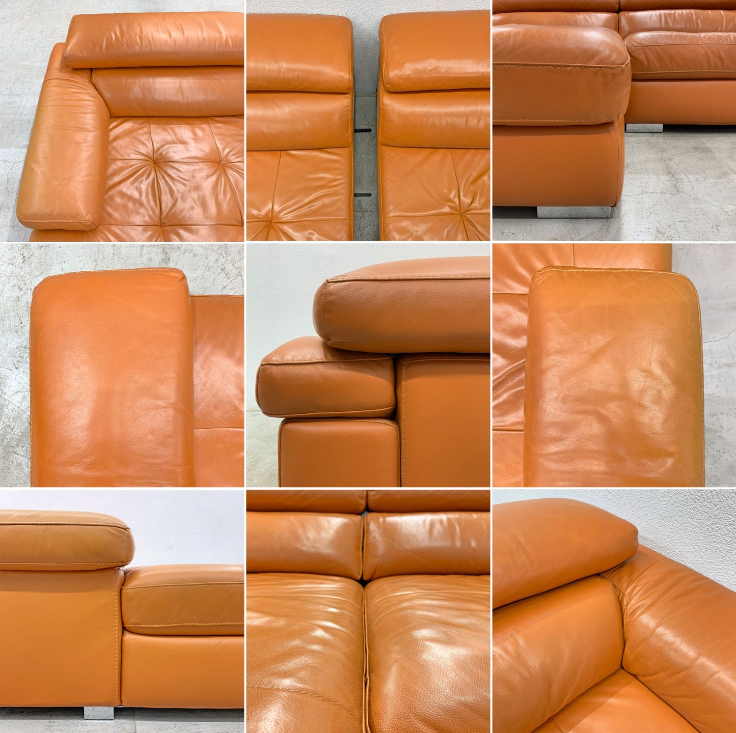 アクタス ACTUS 総本革張り アルト ALTO レザー カウチ ソファ シェーズロング + 片アーム 2人掛け セット 参考価格約25万円 five by five ファイブ・バイ・ファイブ 〓