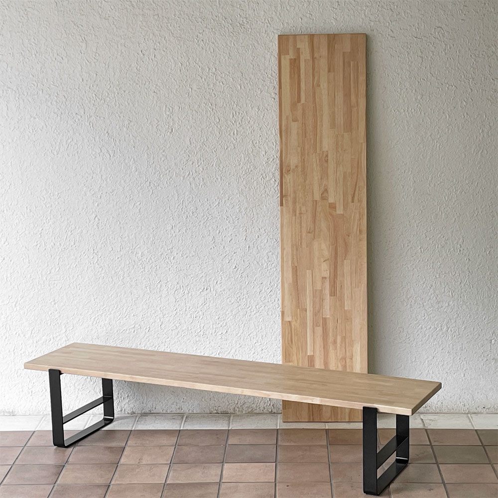 かなでもの KANADEMONO THE TV BOARD LOW TABLE ラバーウッド無垢材 × Black Steel W160cm ナチュラル 定価￥55,900- ◇