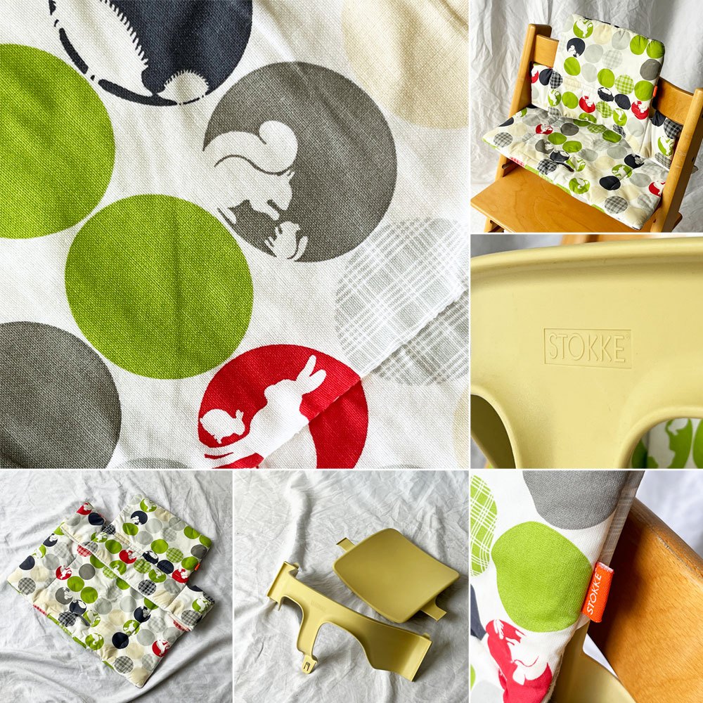 ストッケ STOKKE トリップトラップ TRIPP TRAPP ベビーチェア キッズチェア ベビーセット付き ナチュラル S/N3~ノルウェー 北欧家具 廃番クッション ◇