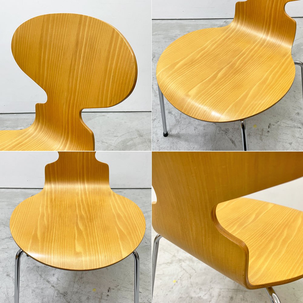 フリッツハンセン Fritz Hansen アントチェア 4本脚 ナチュラルビーチ ラッカー アルネ・ヤコブセン 北欧家具 H ●