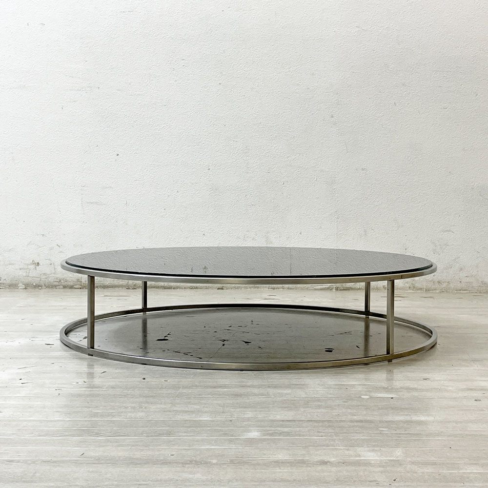 カッシーナ Cassina イル ILE センターテーブル ローテーブル ラウンド ブラック ガラス天板 Φ92cm ピエロ・リッソーニ Piero Lissoni モダン ●