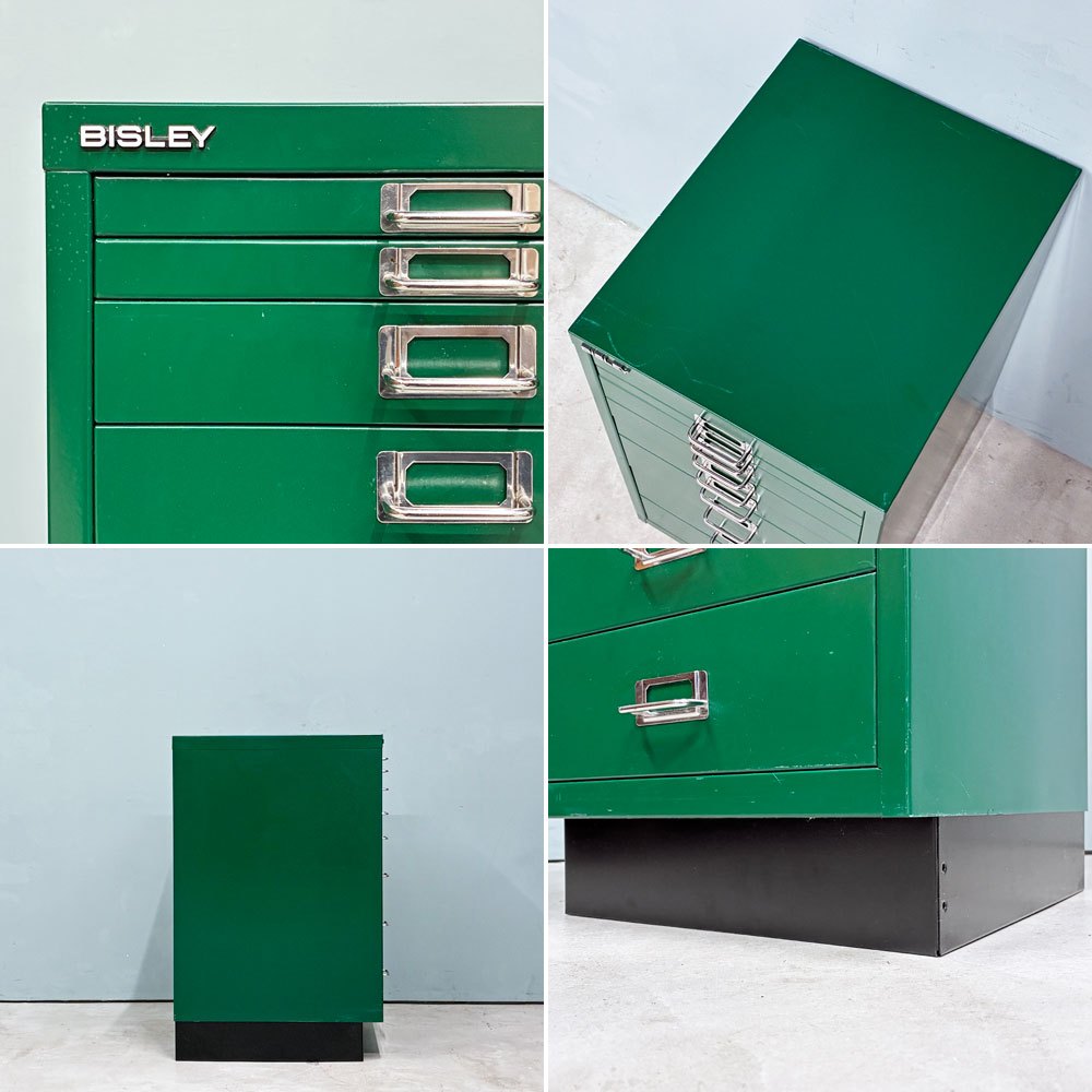ビスレー BISLEY BASICシリーズ BA3/8B キャビネット 8段 スチールワゴン オフィス 店舗什器 グリーン 英国 廃番品 ◎