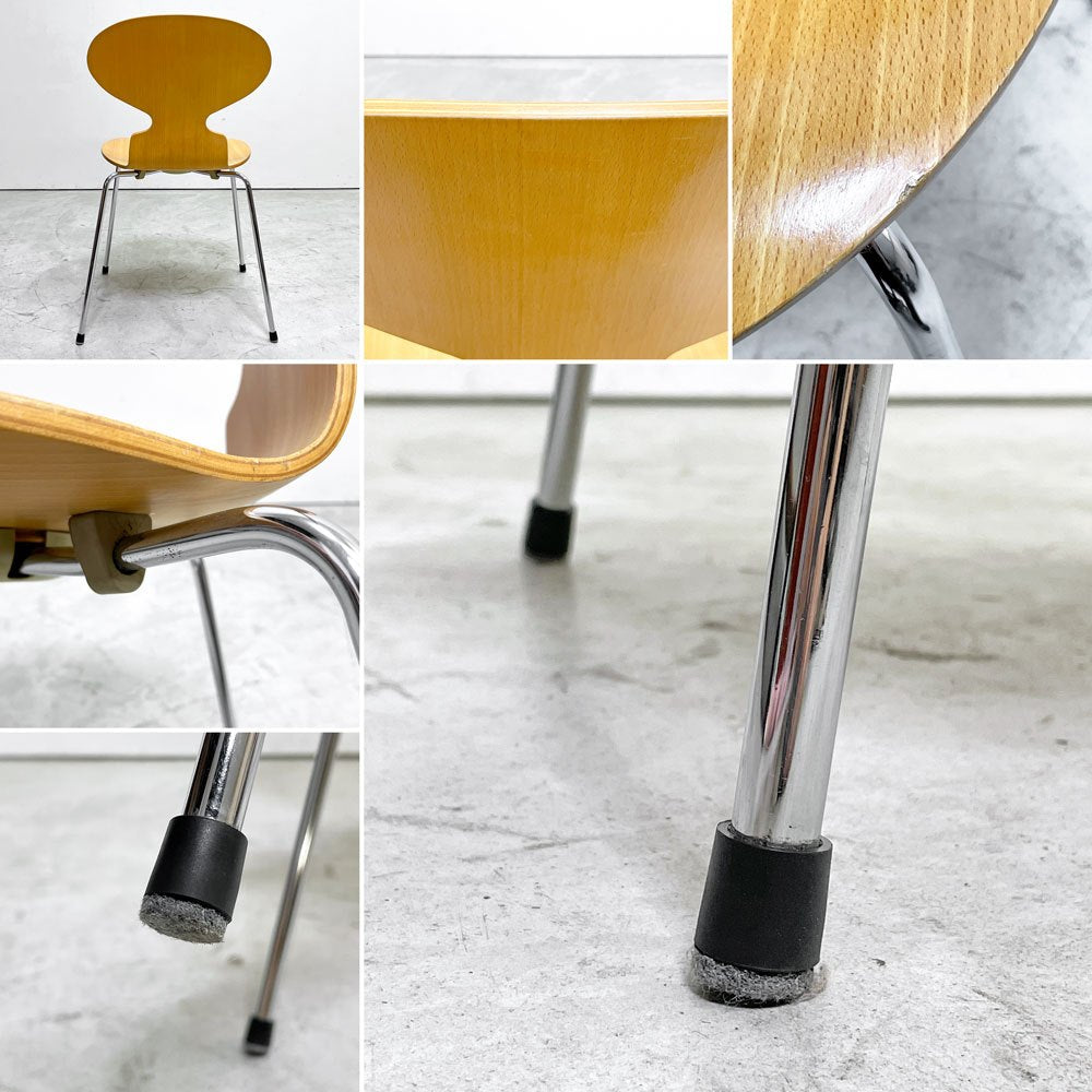 フリッツハンセン Fritz Hansen 3101 アリンコチェア アントチェア 4本脚 ナチュラルビーチ ラッカー仕上げ フェルトグライズ アルネ・ヤコブセン C ●