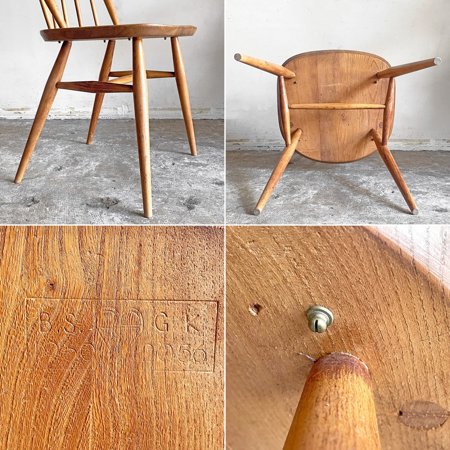 アーコール Ercol フープバックチェア ダイニングチェア スポークバック エルム材 カイトマーク有り 60's UKビンテージ vintage 英国家具 ■