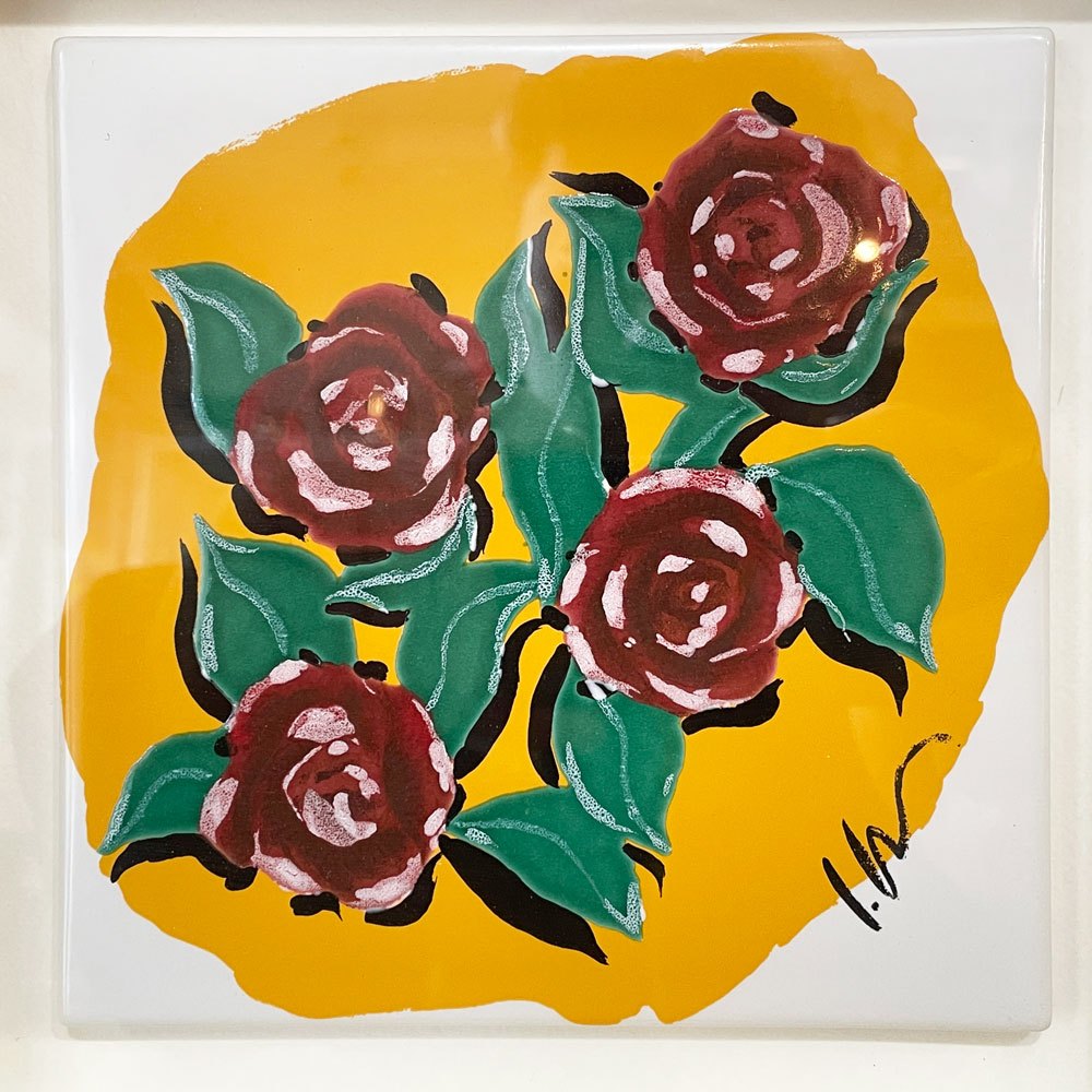 TMHM × リー・イズミダ Lee Izumida 九谷焼アートプレート ART PLATE "ROSE" + ORDER WOOD FRAME 陶板 オーダーメイド額装品 ◎
